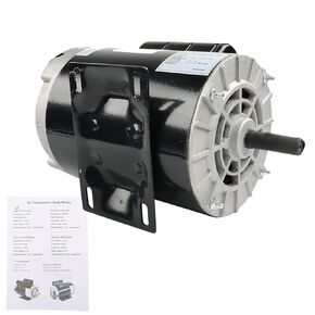 Universal 3 HP Air Compressor Motor 60HZ 56 Frame 5/8 Inch Shaft 115/230V 3450RPM Black