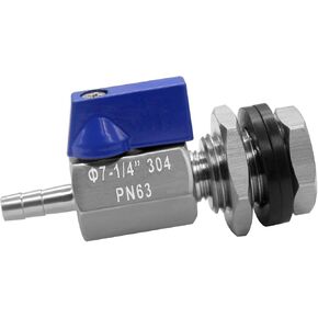 Rain Barrel Kit include 1/4" Hose Barb to 1/4" NPT Male Ball Valve and Stainless Steel Bulkhead Fitting
