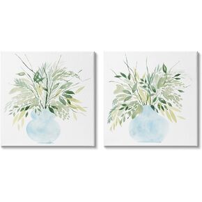 Stupell Industries Herbal Plants Watercolor Vase 2pc Set Canvas Wall Art, Design by Grace Popp