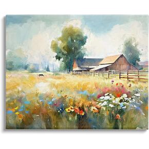 Stupell Industries Barn in Meadow Painting Canvas Wall Art by Ramona Murdock