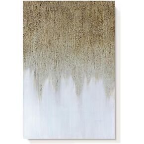 cozy country Textured Wall Art Gold Wall Art: Gold Oil Abstract Painting - Hand Painted Canvas Art with Gray Silver Picture for Living Room Artwork
