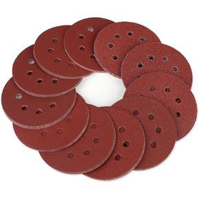 Romeda 50PCS Sanding Discs, 5 Inch 8 Hole Orbital Sander Sandpaper, 11 Grades Include 40/60/80/100/120/150 /180/240/320/400/600 Grits Sanding Discs Hook and Loop for Random Orbital Sander