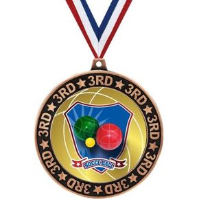 Bocce Ball 3rd Place Perimeter Medal Bronze, 2.75" Bocce Ball Prizes, Kids Bocce Ball Trophy Medal Awards Prime