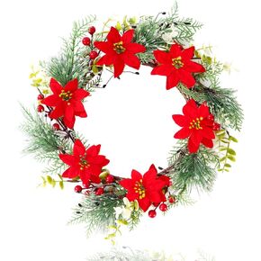 15" Christmas Wreath Red Frosted Berry Wreath for Front Door Window Wall Christmas Winter Holiday Home Decor
