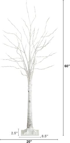 Nearly Natural 5-FT Pre-lit Artificial White Birch Tree with LED Lights, 240 Warm White LEDs for Indoor Home Décor, Fake Lighted Birch Tree for Winter, Valentine's Day, Easter Decorations in Saudi Arabia