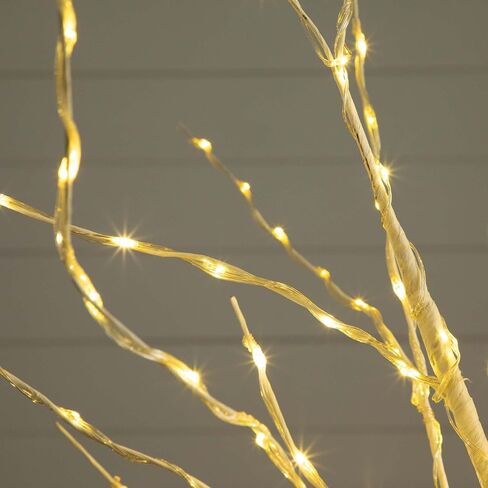 Nearly Natural 5-FT Pre-lit Artificial White Birch Tree with LED Lights, 240 Warm White LEDs for Indoor Home Décor, Fake Lighted Birch Tree for Winter, Valentine's Day, Easter Decorations in Saudi Arabia