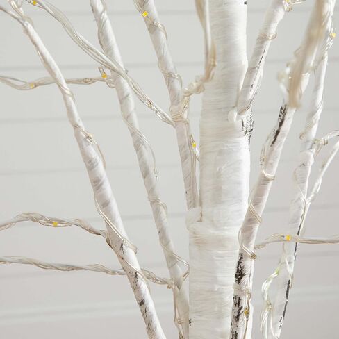 Nearly Natural 5-FT Pre-lit Artificial White Birch Tree with LED Lights, 240 Warm White LEDs for Indoor Home Décor, Fake Lighted Birch Tree for Winter, Valentine's Day, Easter Decorations in Saudi Arabia
