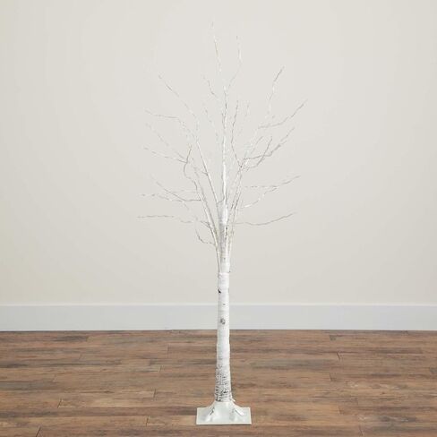 Nearly Natural 5-FT Pre-lit Artificial White Birch Tree with LED Lights, 240 Warm White LEDs for Indoor Home Décor, Fake Lighted Birch Tree for Winter, Valentine's Day, Easter Decorations in Saudi Arabia