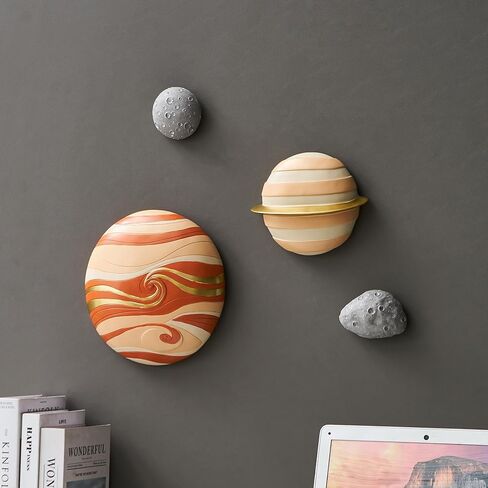 AWNR جدار الفن ديكور ثلاثي الأبعاد، ديكور الكوكب - 4 قطع جدار النظام الشمسي للتعليق على غرفة المعيشة، الحضانة، هدايا للأطفال in Kuwait