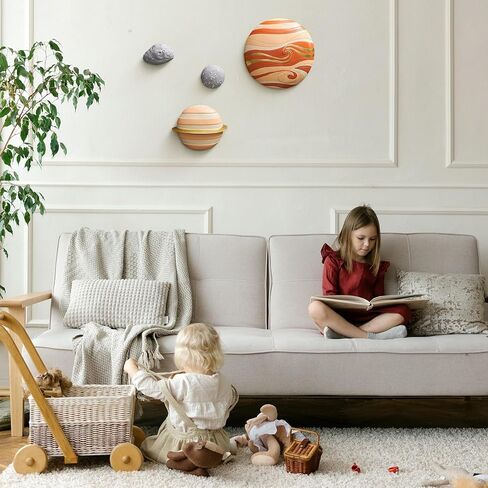 AWNR جدار الفن ديكور ثلاثي الأبعاد، ديكور الكوكب - 4 قطع جدار النظام الشمسي للتعليق على غرفة المعيشة، الحضانة، هدايا للأطفال in Kuwait