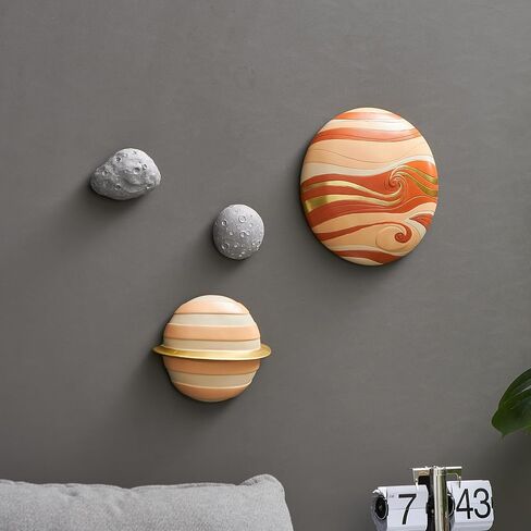 AWNR جدار الفن ديكور ثلاثي الأبعاد، ديكور الكوكب - 4 قطع جدار النظام الشمسي للتعليق على غرفة المعيشة، الحضانة، هدايا للأطفال in Kuwait