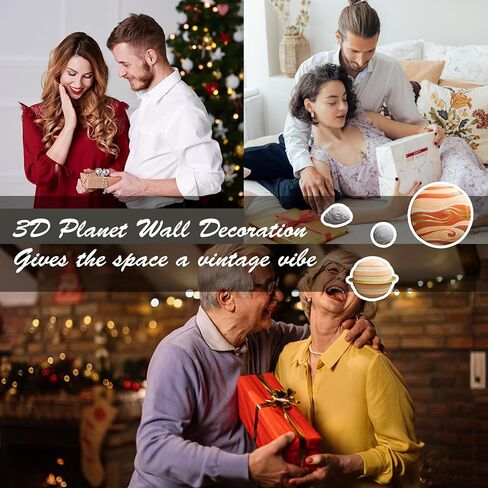 AWNR جدار الفن ديكور ثلاثي الأبعاد، ديكور الكوكب - 4 قطع جدار النظام الشمسي للتعليق على غرفة المعيشة، الحضانة، هدايا للأطفال in Kuwait