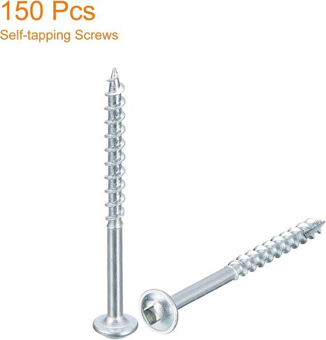 uxcell #8x2 Pocket Hole Screws, 150pcs Square Drive Self Tapping Wood Screws with Zinc Plated for Woodworking in Saudi Arabia
