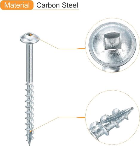 uxcell #8x2 Pocket Hole Screws, 150pcs Square Drive Self Tapping Wood Screws with Zinc Plated for Woodworking in Saudi Arabia
