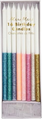 Meri Meri Glitter Dipped Birthday Candles for Cake (Pack of 24), 5.75" Tall, Unscented Meri Meri Candles in Kuwait