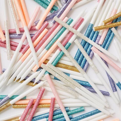 Meri Meri Glitter Dipped Birthday Candles for Cake (Pack of 24), 5.75" Tall, Unscented Meri Meri Candles in Kuwait