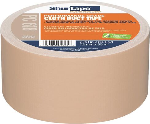 Shurtape PC 618 Performance Grade, Colored Cloth Duct Tape, Excellent Holding Power, 72mm x 55m, Beige, 1 Roll (207706) in Kuwait