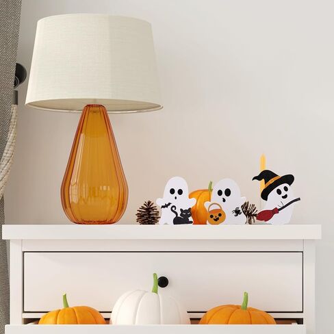 Heliltd 3 Pcs Cute Ghost Decorations Indoor Wooden Halloween Ghost Decor Black Cat Pumpkin Bat Witch Halloween Tiered Tray Decorations Set for Halloween Party Home Mantel Shelf Kitchen in Saudi Arabia