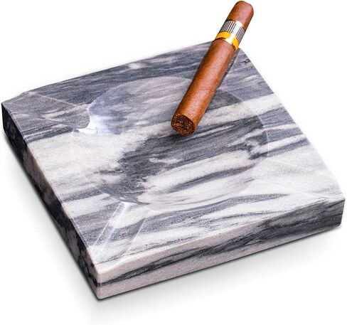 Bey Berk Zebra Grey Solid Marble Square Cigar Ashtray in Saudi Arabia