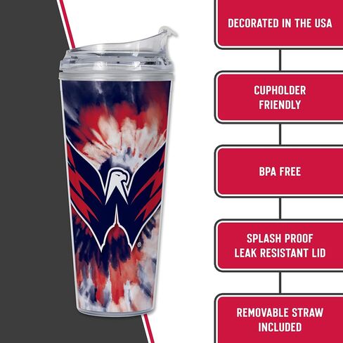 Rico Industries NHL Hockey Boston Bruins Team Color Tie Dye 24oz Metallic Acrylic Tumbler with Hinged Lid, Officially Licensed Double Wall Tumbler with Straw in Saudi Arabia