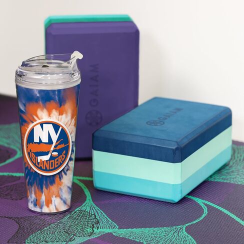 Rico Industries NHL Hockey Boston Bruins Team Color Tie Dye 24oz Metallic Acrylic Tumbler with Hinged Lid, Officially Licensed Double Wall Tumbler with Straw in Saudi Arabia