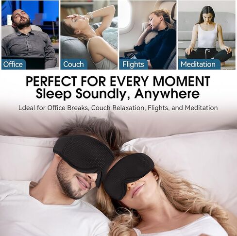 MUSICOZY 3D Breathable Sleep Mask, Ultra-Soft Eye Mask for Sleeping, Light Blocking, Ergonomic Design, Perfect for Travel, Meditation, Yoga in Saudi Arabia