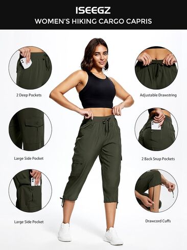 Hiking Capris for Women with Pockets Lightweight Quick Dry Cargo Capri Travel Pants Women Casual Women's Capris in Saudi Arabia