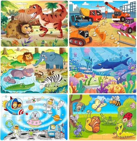 Puzzles for Kids Ages 3-5, 16 Piece Colorful Wooden Puzzles for Toddler Children Learning Educational Puzzles Toys for Boys and Girls (9 Puzzles) in Saudi Arabia