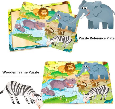 Puzzles for Kids Ages 3-5, 16 Piece Colorful Wooden Puzzles for Toddler Children Learning Educational Puzzles Toys for Boys and Girls (9 Puzzles) in Saudi Arabia