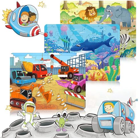 Puzzles for Kids Ages 3-5, 16 Piece Colorful Wooden Puzzles for Toddler Children Learning Educational Puzzles Toys for Boys and Girls (9 Puzzles) in Saudi Arabia