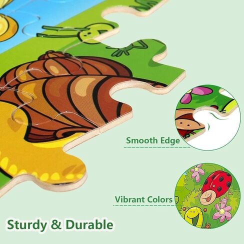 Puzzles for Kids Ages 3-5, 16 Piece Colorful Wooden Puzzles for Toddler Children Learning Educational Puzzles Toys for Boys and Girls (9 Puzzles) in Saudi Arabia