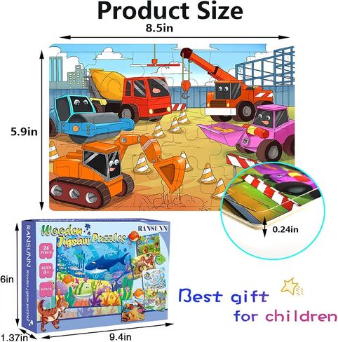 Puzzles for Kids Ages 3-5, 16 Piece Colorful Wooden Puzzles for Toddler Children Learning Educational Puzzles Toys for Boys and Girls (9 Puzzles) in Saudi Arabia