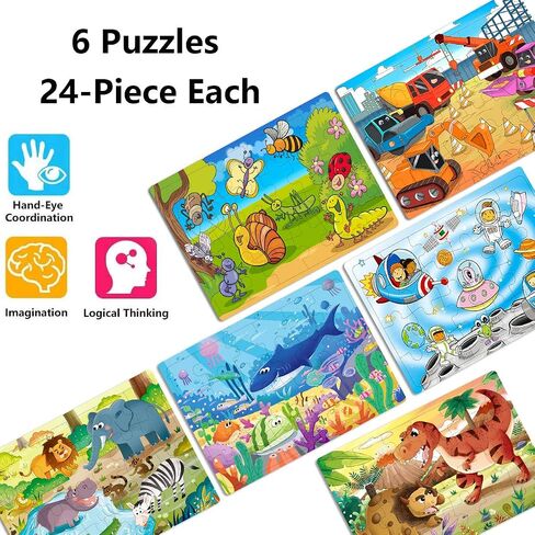 Puzzles for Kids Ages 3-5, 16 Piece Colorful Wooden Puzzles for Toddler Children Learning Educational Puzzles Toys for Boys and Girls (9 Puzzles) in Saudi Arabia
