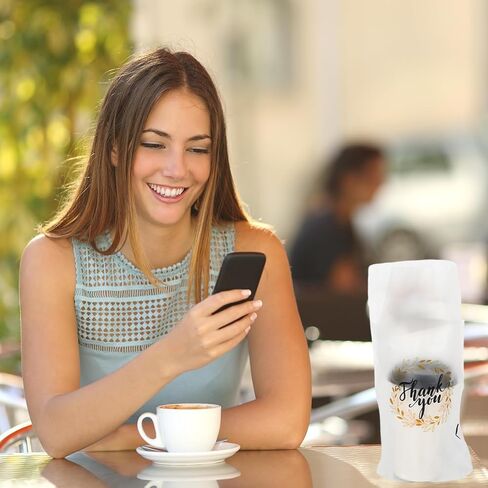 Whaline 1000 عدد شكرًا لك على التعامل مع أكياس الشرب، كوب واحد من أكياس التعبئة البلاستيكية من البوليستر للتسليم، حامل أكواب للمشروبات، عصير القهوة، متاجر شاي مايك، 27.94 × 6.3 بوصة in Saudi Arabia