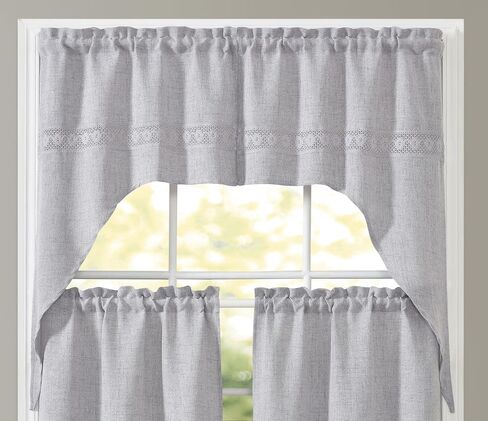 GOHD Yesterday Again Straight Valance with Hollow Crochet lace,Simple and Unique Valance,Vintage Chic Textured Valances(Swag,Beige) in Saudi Arabia