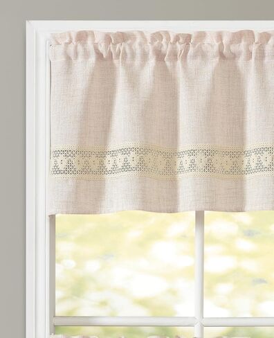 GOHD Yesterday Again Straight Valance with Hollow Crochet lace,Simple and Unique Valance,Vintage Chic Textured Valances(Swag,Beige) in Saudi Arabia