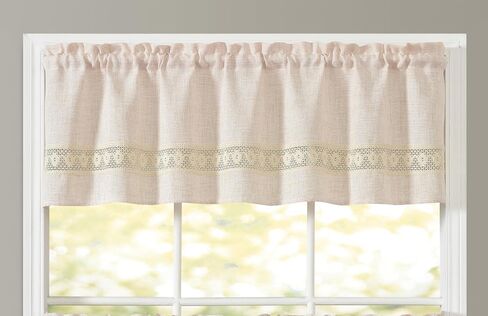 GOHD Yesterday Again Straight Valance with Hollow Crochet lace,Simple and Unique Valance,Vintage Chic Textured Valances(Swag,Beige) in Saudi Arabia