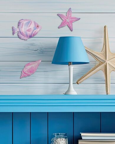 Putuo Decor 6pcs Wood Fish Wall Decor Rustic Ocean Bathroom Decor Coastal Wall Decor Nautical Beach Theme Lake House Decorations Fish Wall Hanging For The Home Bathroom Vintage Outdoor Pool Wall Decor in Saudi Arabia