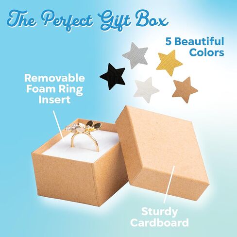 Prestige & Fancy Brown Jewelry Gift Boxes 10 Pack, 2 x 1.75 x 1.12 Cardboard Ring Boxes with Foam Ring Slot, Ring box, Small Jewelry Boxes for earrings, Rings, For selling, Birthdays, Christmas, in Kuwait