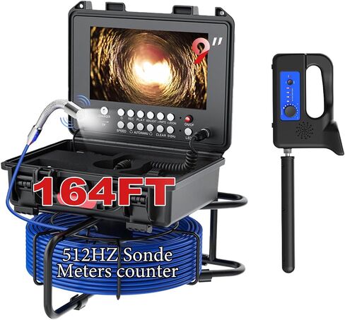 Sewer Camera with Locator, Sewer Inspection Camera Self-Leveling with 512Hz Transmitter and Receiver, 9"Pipeline Inspection Camera with Distance Counter, for Home, Duct Drain Pipe Plumbin (100FT/30M) in Saudi Arabia