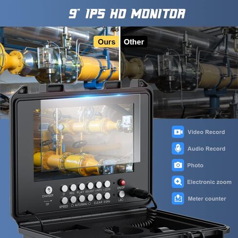 Sewer Camera with Locator, Sewer Inspection Camera Self-Leveling with 512Hz Transmitter and Receiver, 9"Pipeline Inspection Camera with Distance Counter, for Home, Duct Drain Pipe Plumbin (100FT/30M) in Saudi Arabia