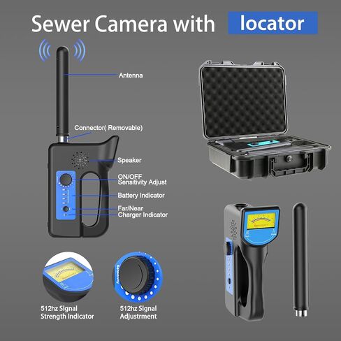 Sewer Camera with Locator, Sewer Inspection Camera Self-Leveling with 512Hz Transmitter and Receiver, 9"Pipeline Inspection Camera with Distance Counter, for Home, Duct Drain Pipe Plumbin (100FT/30M) in Saudi Arabia