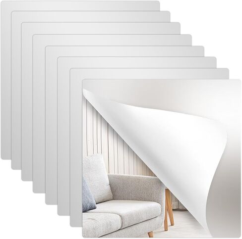 Elffloor Wall Mirror Tiles Self Adhesive 7.8'' x 7.8''(4PCS), Acrylic Mirrors for Wall Shatterproof, Flexible Mirror Tiles for DIY Home Wall Decor in Saudi Arabia