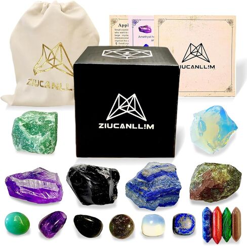 Emotional Healing Crystal Set, 16pcs Healing Stones，Amethyst, Lapis Lazuli, Green Aventurine, Opal, Obsidian, Dragon Blood Stone,Mother's Day, Valentine's Day Gift, Yoga,Chakra Stones in Saudi Arabia