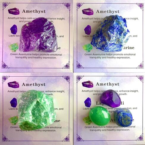 Emotional Healing Crystal Set, 16pcs Healing Stones，Amethyst, Lapis Lazuli, Green Aventurine, Opal, Obsidian, Dragon Blood Stone,Mother's Day, Valentine's Day Gift, Yoga,Chakra Stones in Saudi Arabia