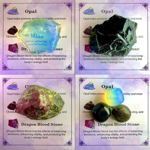 Emotional Healing Crystal Set, 16pcs Healing Stones，Amethyst, Lapis Lazuli, Green Aventurine, Opal, Obsidian, Dragon Blood Stone,Mother's Day, Valentine's Day Gift, Yoga,Chakra Stones in Saudi Arabia