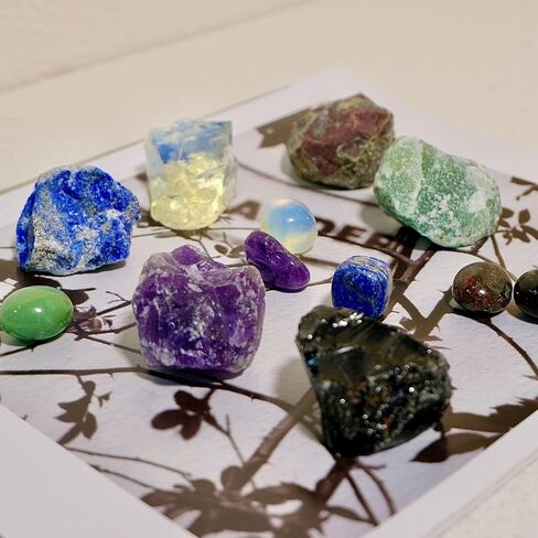 Emotional Healing Crystal Set, 16pcs Healing Stones，Amethyst, Lapis Lazuli, Green Aventurine, Opal, Obsidian, Dragon Blood Stone,Mother's Day, Valentine's Day Gift, Yoga,Chakra Stones in Saudi Arabia