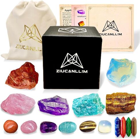 Emotional Healing Crystal Set, 16pcs Healing Stones，Amethyst, Lapis Lazuli, Green Aventurine, Opal, Obsidian, Dragon Blood Stone,Mother's Day, Valentine's Day Gift, Yoga,Chakra Stones in Saudi Arabia