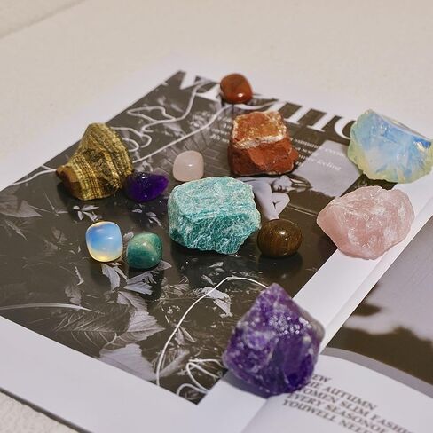 Emotional Healing Crystal Set, 16pcs Healing Stones，Amethyst, Lapis Lazuli, Green Aventurine, Opal, Obsidian, Dragon Blood Stone,Mother's Day, Valentine's Day Gift, Yoga,Chakra Stones in Saudi Arabia