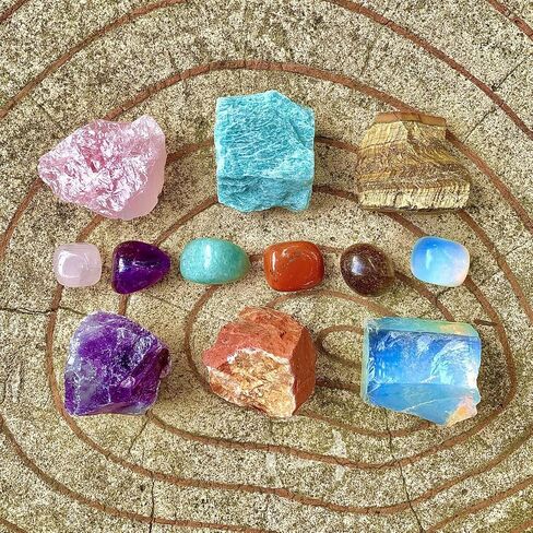 Emotional Healing Crystal Set, 16pcs Healing Stones，Amethyst, Lapis Lazuli, Green Aventurine, Opal, Obsidian, Dragon Blood Stone,Mother's Day, Valentine's Day Gift, Yoga,Chakra Stones in Saudi Arabia